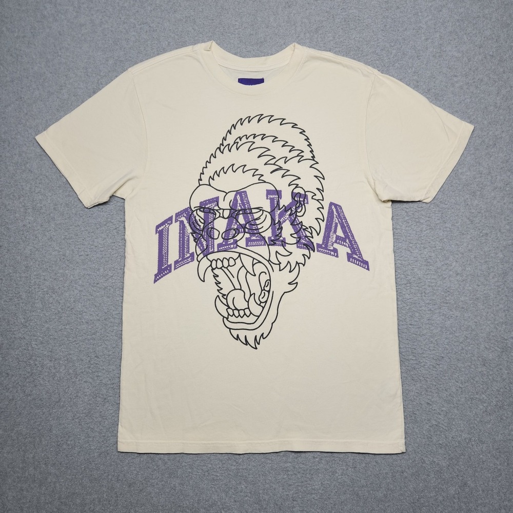 INAKA‎ Power Small Cream Ivory White Purple Gym Fitness Streetwear Gorilla Tee